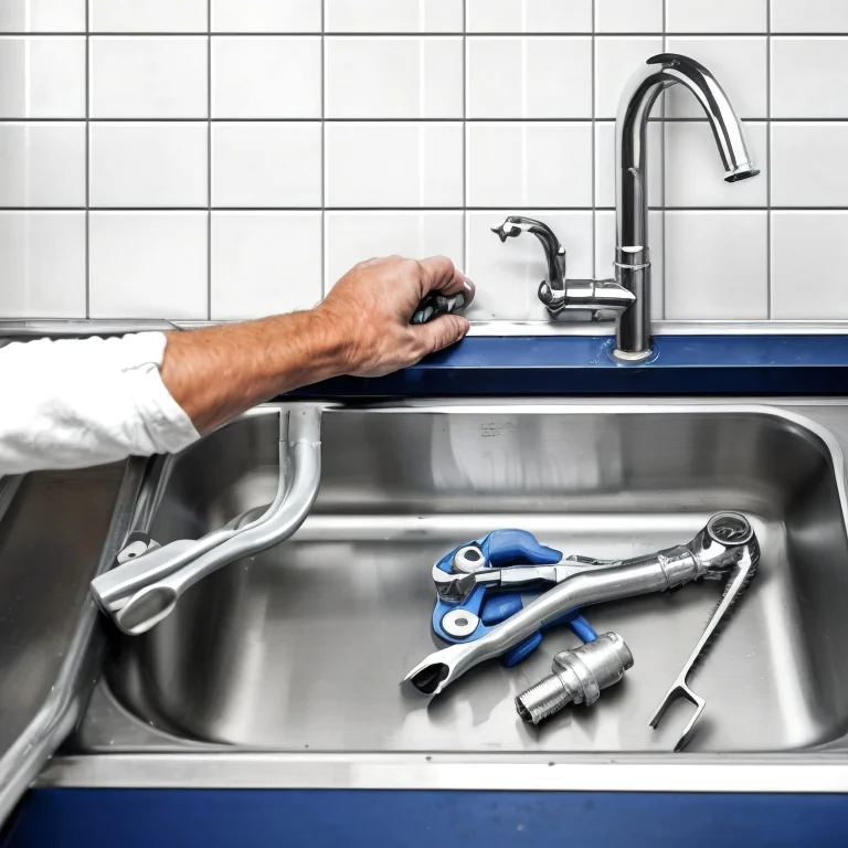 Técnico PlumbNova instalando tubulação em cozinha residencial - caso prático de instalação profissional