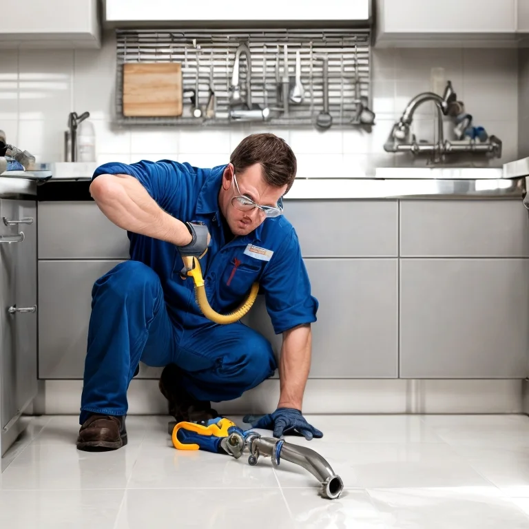Equipe PlumbNova inspecionando tubulação durante instalação